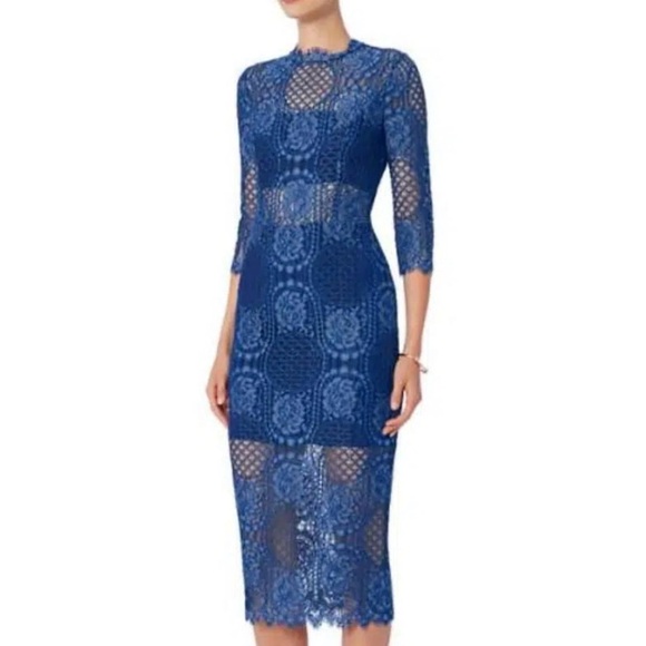 Alexis Miller Allover blue Lace Midi Dress WORN on TV Alexis Miller Allover blue Lace Midi Dress WORN on TV